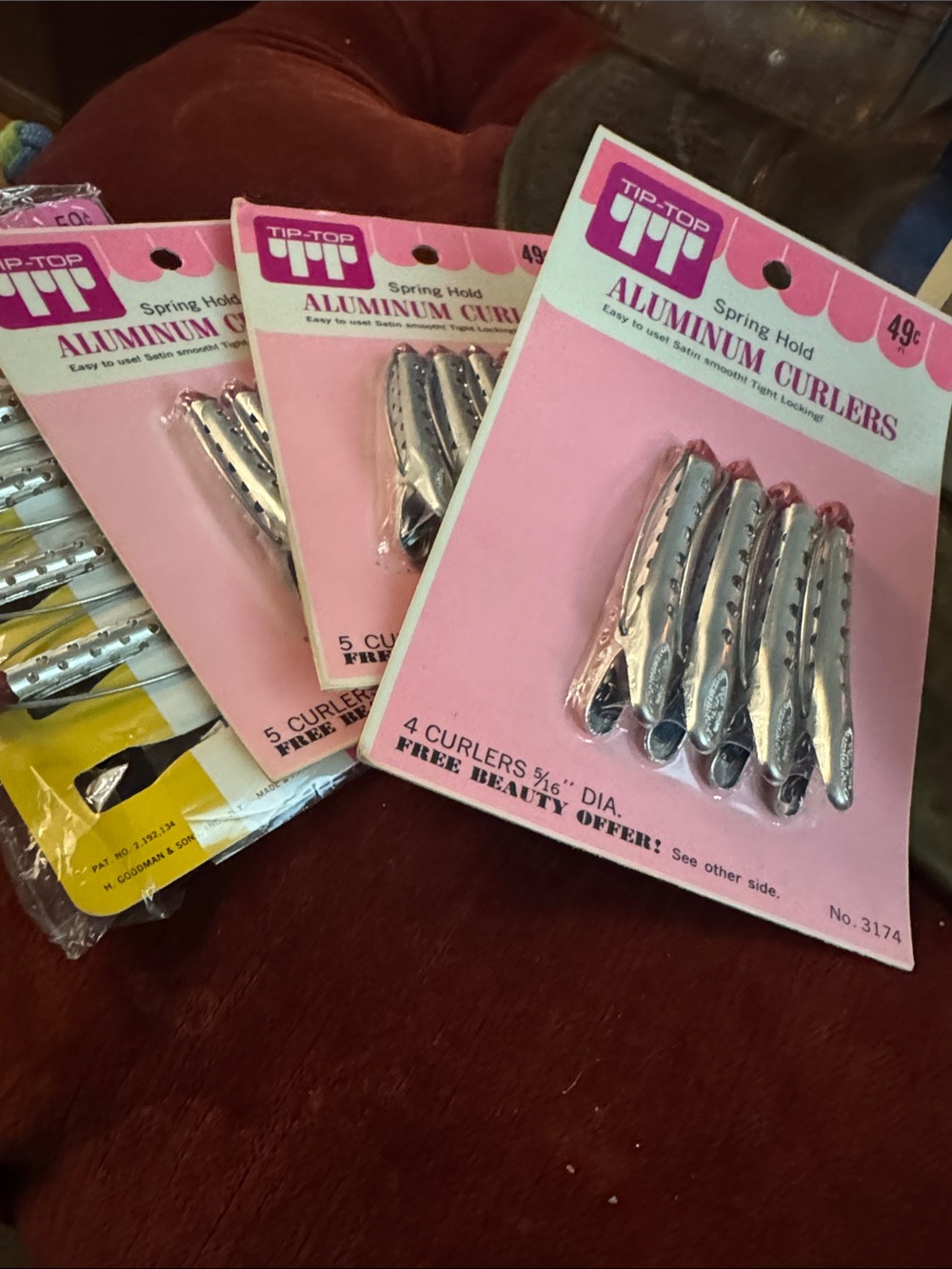 New old stock Tip-Top Aluminum Hair Curlers — Silver